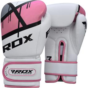 Боксерские перчатки RDX F7 BGR-F7P-10oz, белый цв./розовый цв., 10 oz