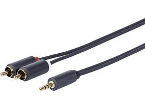 Кабель Vivolink PROMJRCA7 3.5 mm, 2 x RCA male, 5 м, черный цв.