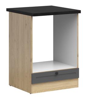 Virtuvinė spintelė orkaitei Junona Line, ąžuolo sp./grafito sp./metalinė juoda sp., 51 cm x 60 cm x 85.7 cm