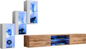 Sekcija ASM Switch XXII, ąžuolo sp./balta sp./šviesiai ruda sp., 210 cm x 120 cm x 40 cm, 4 vnt.
