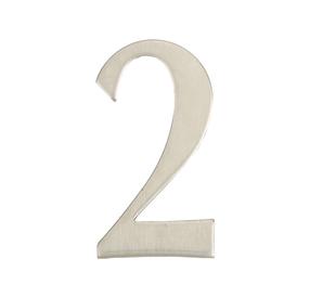 Durvju numurs "2" Haushalt SS-2, 6.18 cm x 3.35 cm, nerūsējošais tērauds, nerūsējošā tērauda krās.