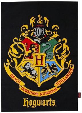 Virtuvinis rankšluostis Harry Potter Hogwarts Crest, juoda sp./geltona sp., 65 cm x 45 cm