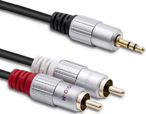 Провод Qoltec 2xRCA to Mini Jack 3.5mm 52339 RCA male x 2, Mini Jack male, 1 м, черный цв.