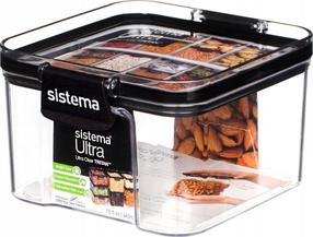 Lielapjoma produktu konteiners Sistema Tritan Ultra Square, 0.460 l, 10.2 cm x 10.2 cm, caurspīdīga krās./melna krās.