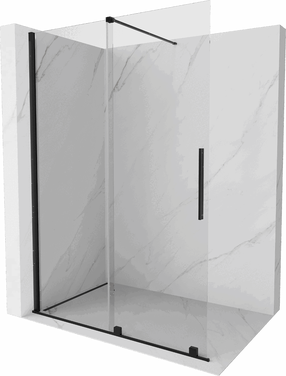 Dušo sienelė Mexen Walk-In Velar, 150 cm x 200 cm, juoda sp./grūdintas