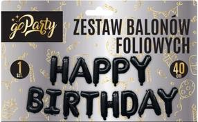 Folijas balons, komplekts burti Happy Birthday, melna krās., 13 gab.