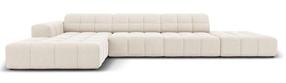 Kampinė sofa Micadoni Home Jennifer Velvet, smėlio sp., kairinė, 341 x 166 cm x 70 cm