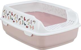 Кошачий туалет с рамкой Trixie Delio M0607501, белый цв./розовый цв., oткрытый, 50 см x 38 см x 20 см