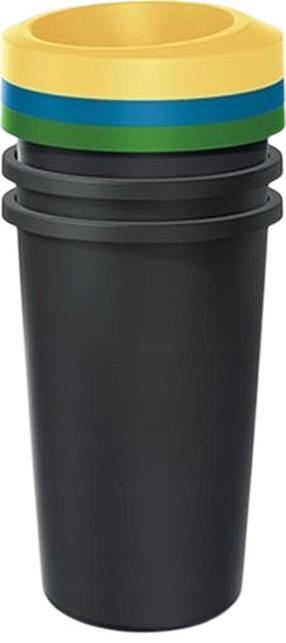 Atliekų rūšiavimo sistema Prosperplast Compacta R, 3X45 L l, mėlyna sp./juoda sp./geltona sp.