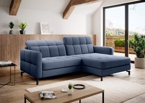 Kampinė sofa Lorelle Omega 86, mėlyna sp., dešininė, 160 x 225 cm x 105 cm