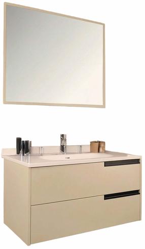 Vannas istabas plauktu komplekts ar spoguli Kalune Design Eylil, vaniļa, 45 cm x 100 cm x 52.5 cm