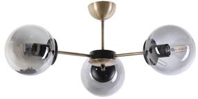 Lampa griesti Opviq Venüs 3 Lü Füme Camlı Avize 846STL2935, E27, 3 x 60 W, caurspīdīga krās./pelēka krās. / vara krās.