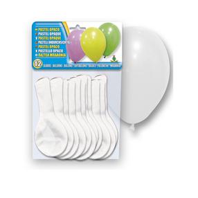 Balons ovāls Pastel Opaque, balta krās., 12 gab.