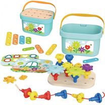 Konstruktorius su judančiais elementais Woopie Montessori Rainbow Stacking, įvairių spalvų, 49 vnt.