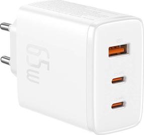Зарядное устройство для телефона Baseus Cube Pro, USB Type A/2 x USB Type C, 7.76 см, белый цв., 65 Вт