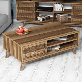 Kohvilaud Kalune Design Ayla, pähklipuu v., 105 cm x 60 cm x 38.2 cm