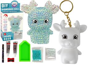 Kūrybinis deimantinės mozaikos rinkinys, raktų pakabukas Lean Toys DIY Lovely Deer, žydra sp.