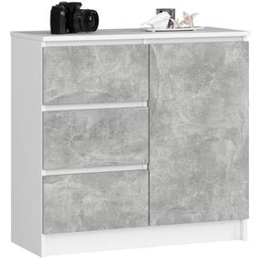 Kumode Akord Jerry K80, balta krās./pelēka krās., 77 cm x 35 cm x 80 cm