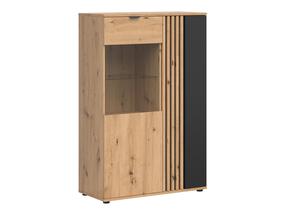 Vitrina Vabres, juoda sp./artisan oak sp., 90.5 cm x 40 cm x 137.5 cm