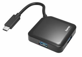 Adapteris Hama USB-C Hub 4 Ports, juoda