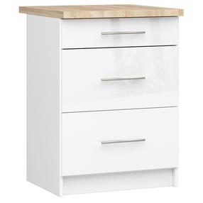 Apatinė virtuvinė spintelė Akord Oliwia S60, skaidri/balta, 60 cm x 60 cm x 85 cm