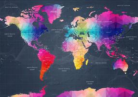 Fototapetas Artgeist Coloured World Map - Geometric Outline With Inscriptions In English, 175 cm x 250 cm