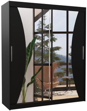 Riidekapp ADRK Charlotte 180, must v., 58 cm x 180 cm x 215 cm, peegliga