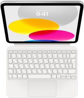 Tastatūra planšetdatoram Apple Magic Keyboard Magic Keyboard Folio for iPad (10th generation) MQDP3RS/A, EN/RU, balta krās.