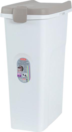 Mājdzīvnieku barības uzglabāšanas kaste Stefanplast, 40 l, 45 x 27 x 61 cm, balta krās./pelēka krās.