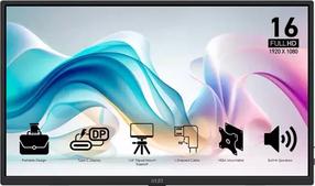Monitorius MSI PRO MP165DE E6, 9S6-3PE50M-002, IPS, 60 Hz, FHD, 15.6"