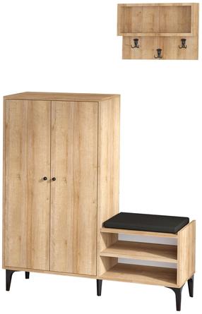 Prieškambario baldų komplektas Kalune Design Jess, vidaus, juoda sp./medžio sp.