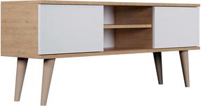TV staliukas Kocot Kids Toronto, ąžuolo sp./balta sp., 120 cm x 36 cm x 55.5 cm