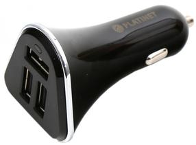 Auto laadija Platinet, Micro USB/3 x USB, 100 cm, must v.