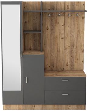 Prieškambario baldų komplektas Kalune Design DD5, vidaus, antracito sp./pušies sp