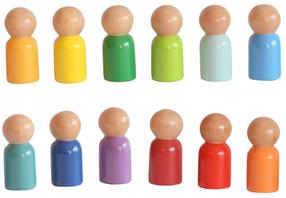 Развивающая игра Wood&Joy Waldorf Rainbow Peg Doll, 6 см, многоцветный, 12 шт.