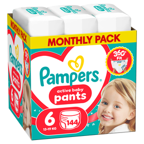 Sauskelnės-kelnaitės Pampers Active Baby Pants, 6 dydis, 13 - 19 kg, 144 vnt.