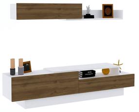 Svetainės baldų komplektas Kalune Design Elda, vidaus, balta sp./riešuto sp.