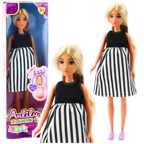 Grūtnieces lelle Lean Toys Anlily Maternity 24489, 30 cm, balta krās.