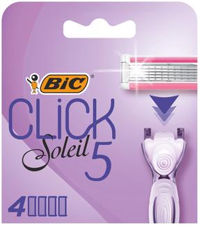 Keičiamos skustuvo galvutės Bic System Click Soleil 5, 4 vnt