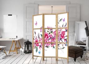Širma Artgeist Pertvara - Style: Flowers And Butterflies Paravent_Sj0029, įvairių spalvų, 135 cm x 172 cm