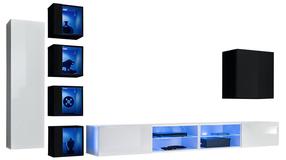 Sekcija ASM Swirch XXVI, balta sp./juoda sp., 320 cm x 40 cm x 150 cm