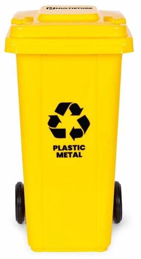 Konteineris MultiStore Plastic Metal, geltona sp., 120 l