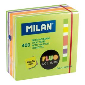 Kleepuvad märkmelehed Milan Fluo 4155NP400, 7.6 cm x 7.6 cm, 400 tk, mitmevärviline