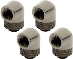 Savienojums XSPC G1/4, 90 Degree Rotary Fitting V2 - Black Chrome, melna krās., 4 gab.