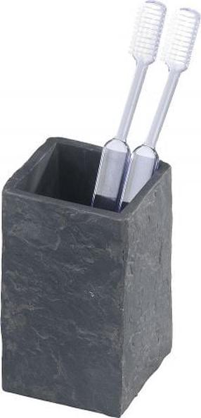 Dantų šepetėlio stiklinė Wenko Slate Rock 504494, pilka sp., 6 cm x 11 cm x 6 cm