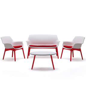 Lauko baldų komplektas Bica Luxor Lounge Set, balta sp./raudona sp., 4 vietų