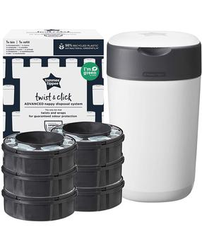 Mähkmekonteiner Tommee Tippee Twist & Click, 6 tk, valge v.