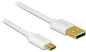 Vads Delock USB 2.0 A male, Micro USB 2.0 B male, 0.6 m, balta krās.