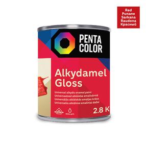 Emaljas krāsa, daudzveidīgs Pentacolor Alkydamel, spīdīga, 2.8 kg, sarkana krās.