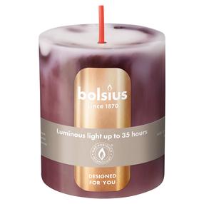 Свеча, цилиндрическая Bolsius Marble Royal Burgundy, 60 час, темно-красный цв.